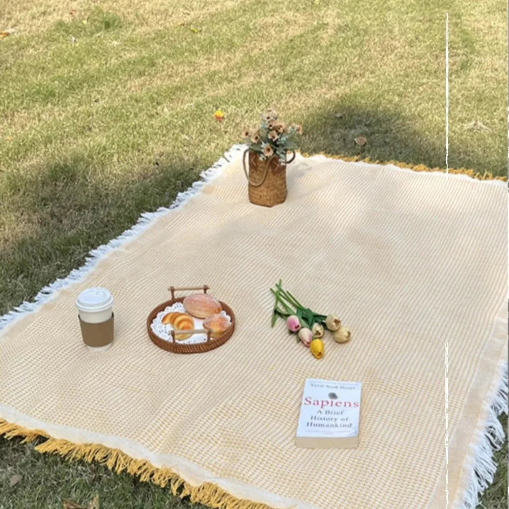Patterned Picnic Blanket with Bohemian Flair