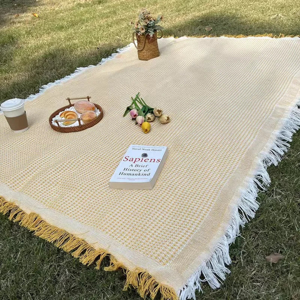 Patterned Picnic Blanket with Bohemian Flair