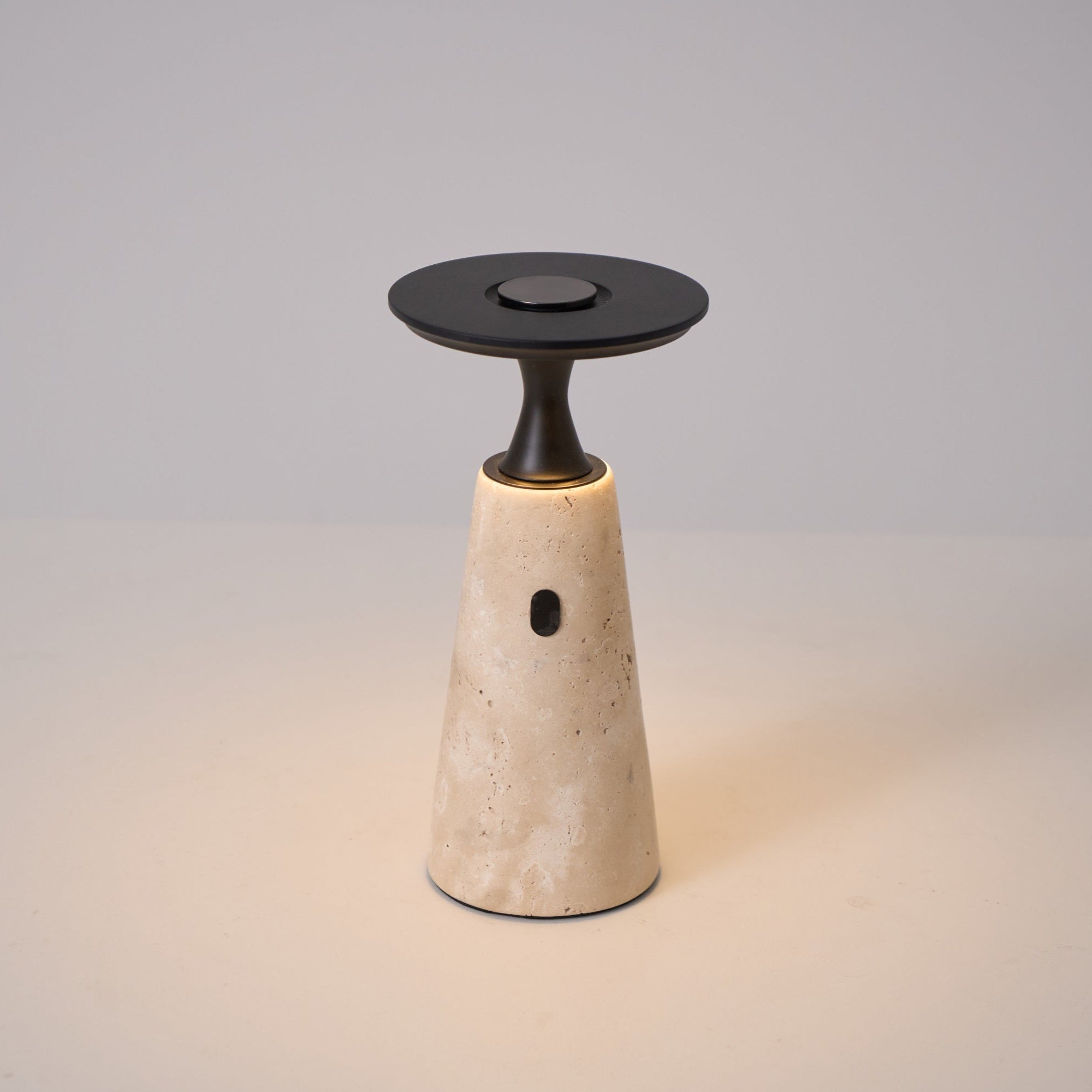 Portable Travertine LED Table Lamp – Touch Control, USB Rechargeable