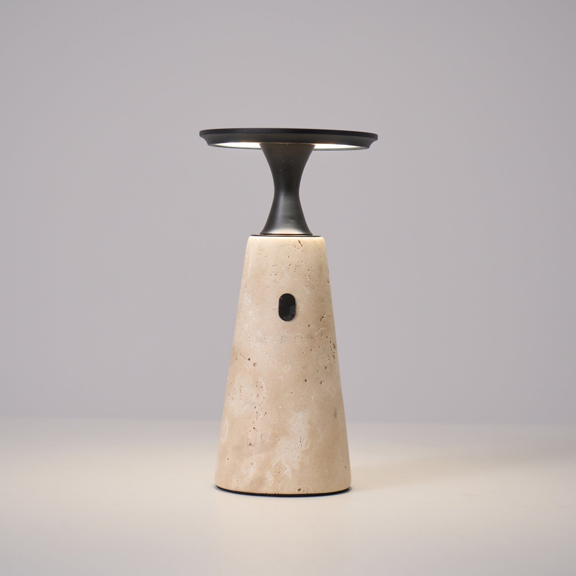 Portable Travertine LED Table Lamp – Touch Control, USB Rechargeable