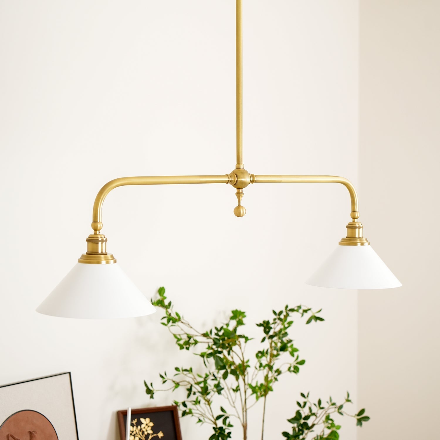 Double Head Pendant Lamp - Ceramic Shade Lighting Fixture