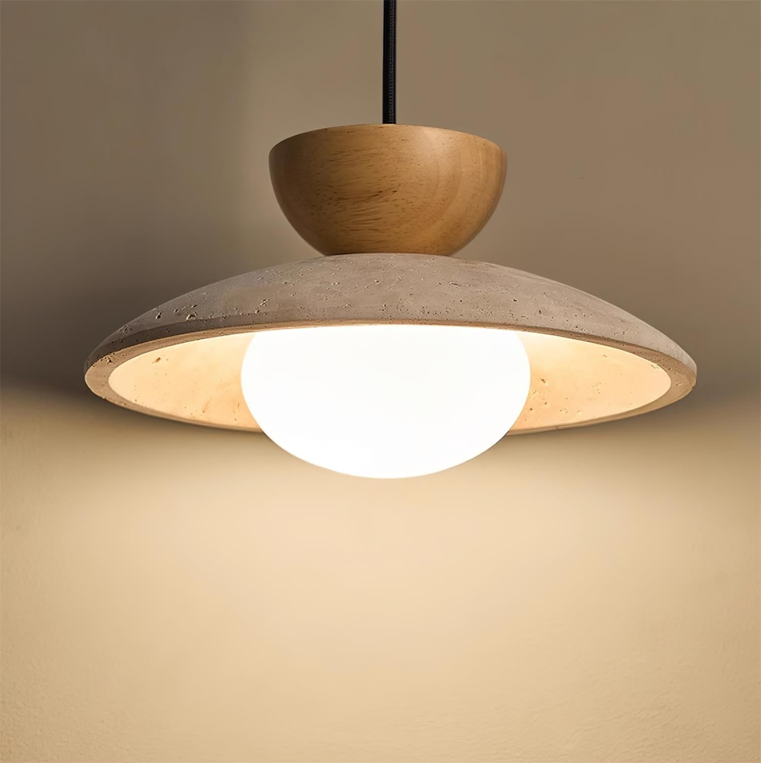 Natural Travertine Stone Pendant Light – Minimalist Ceiling Light