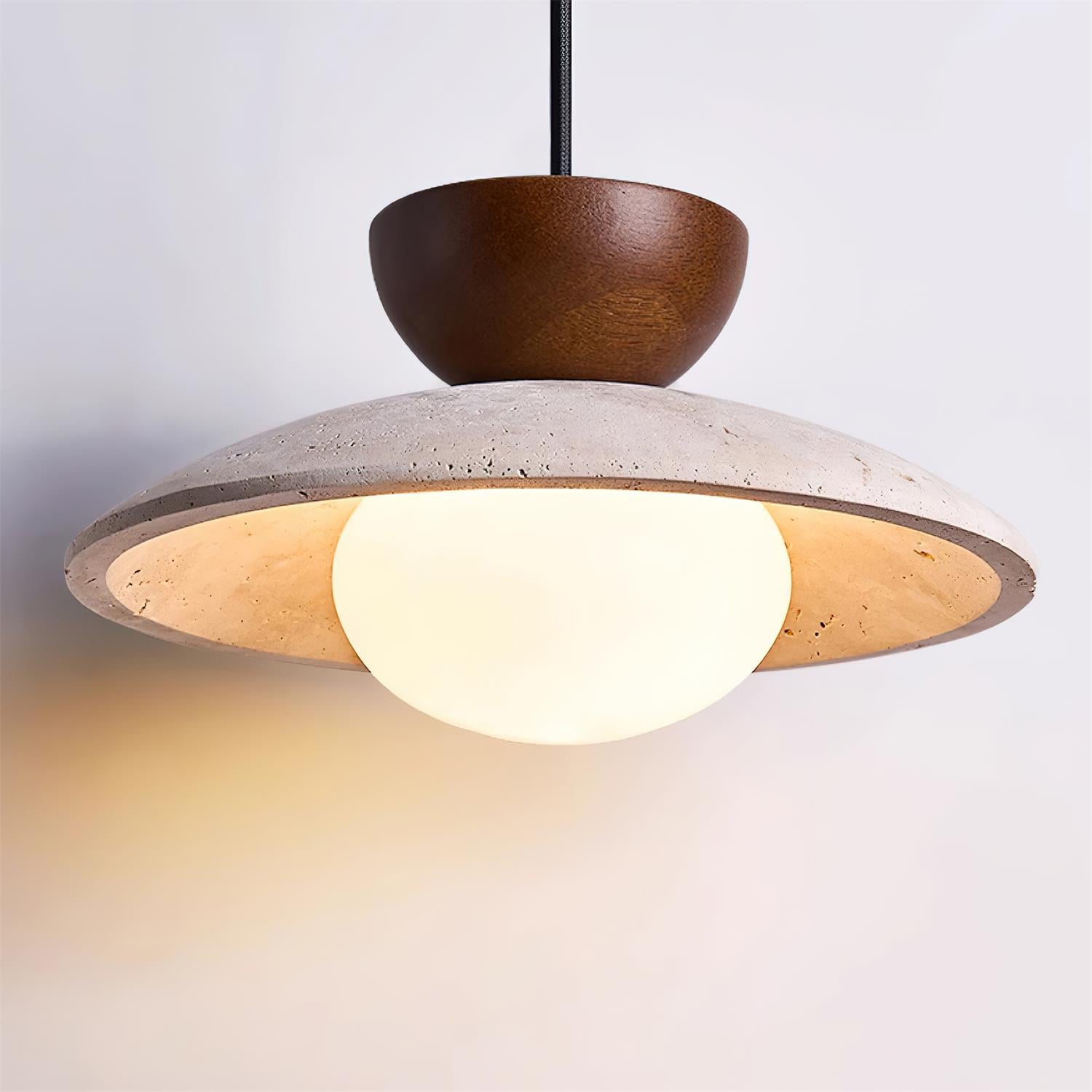 Natural Travertine Stone Pendant Light – Minimalist Ceiling Light
