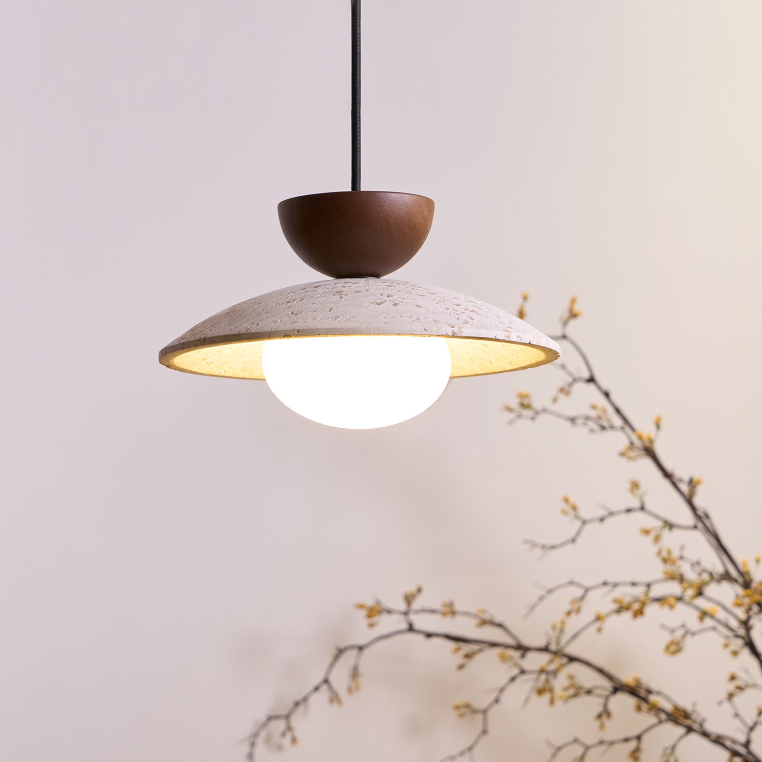 Natural Travertine Stone Pendant Light – Minimalist Ceiling Light