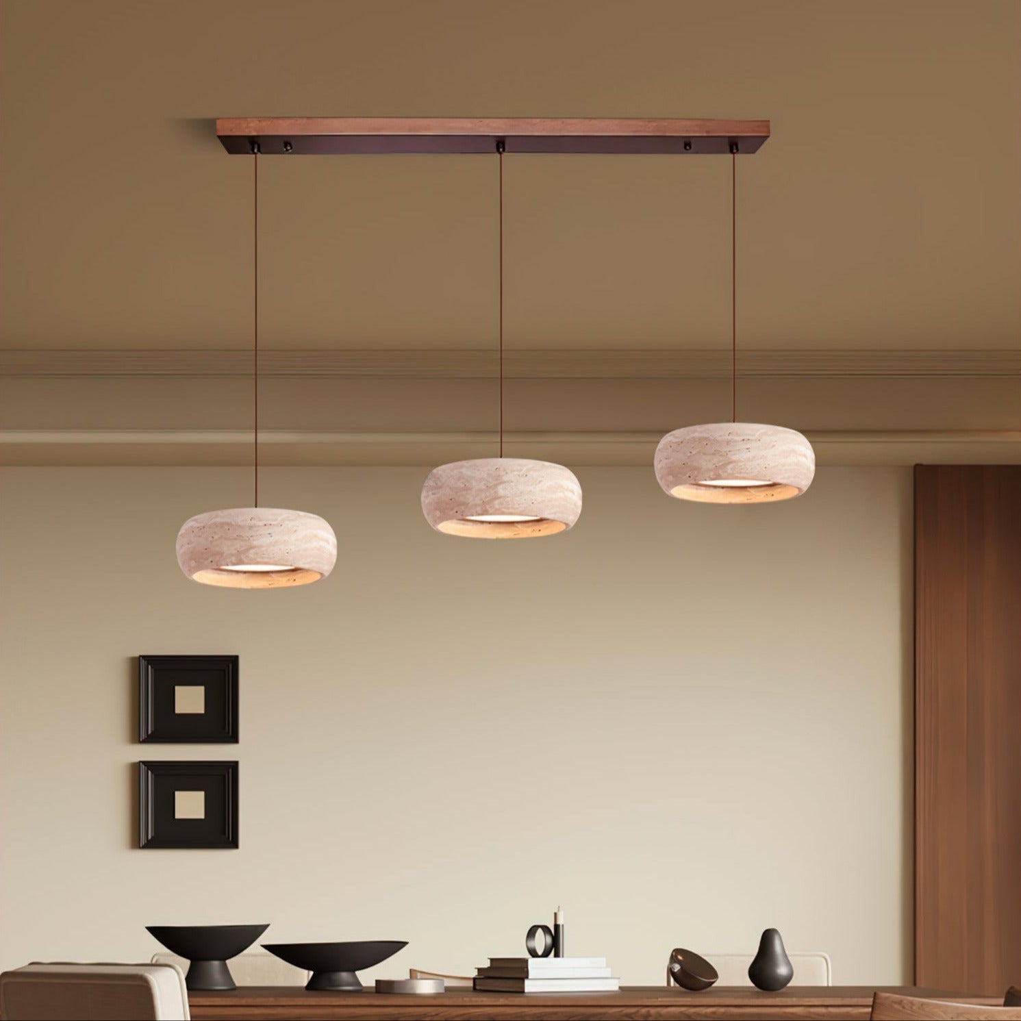 Modern Travertine Pendant Lamp – Donut-Shaped Ceiling Light