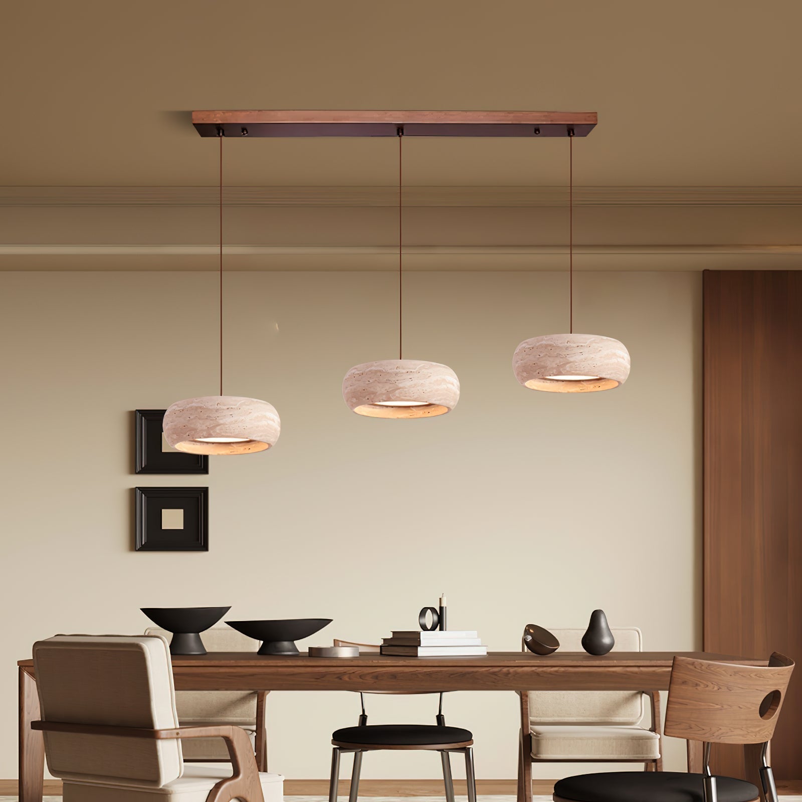 Modern Travertine Pendant Lamp – Donut-Shaped Ceiling Light