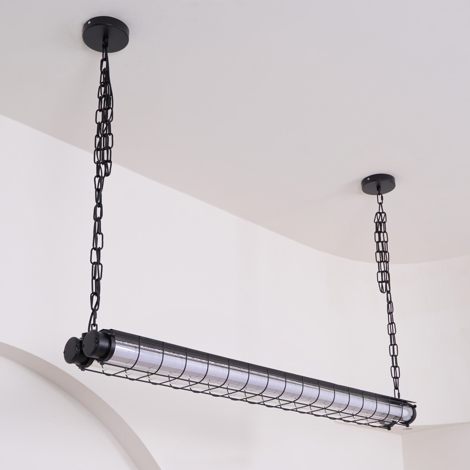 Modern Linear LED Ceiling Light – Polished Metal & Glass Finish