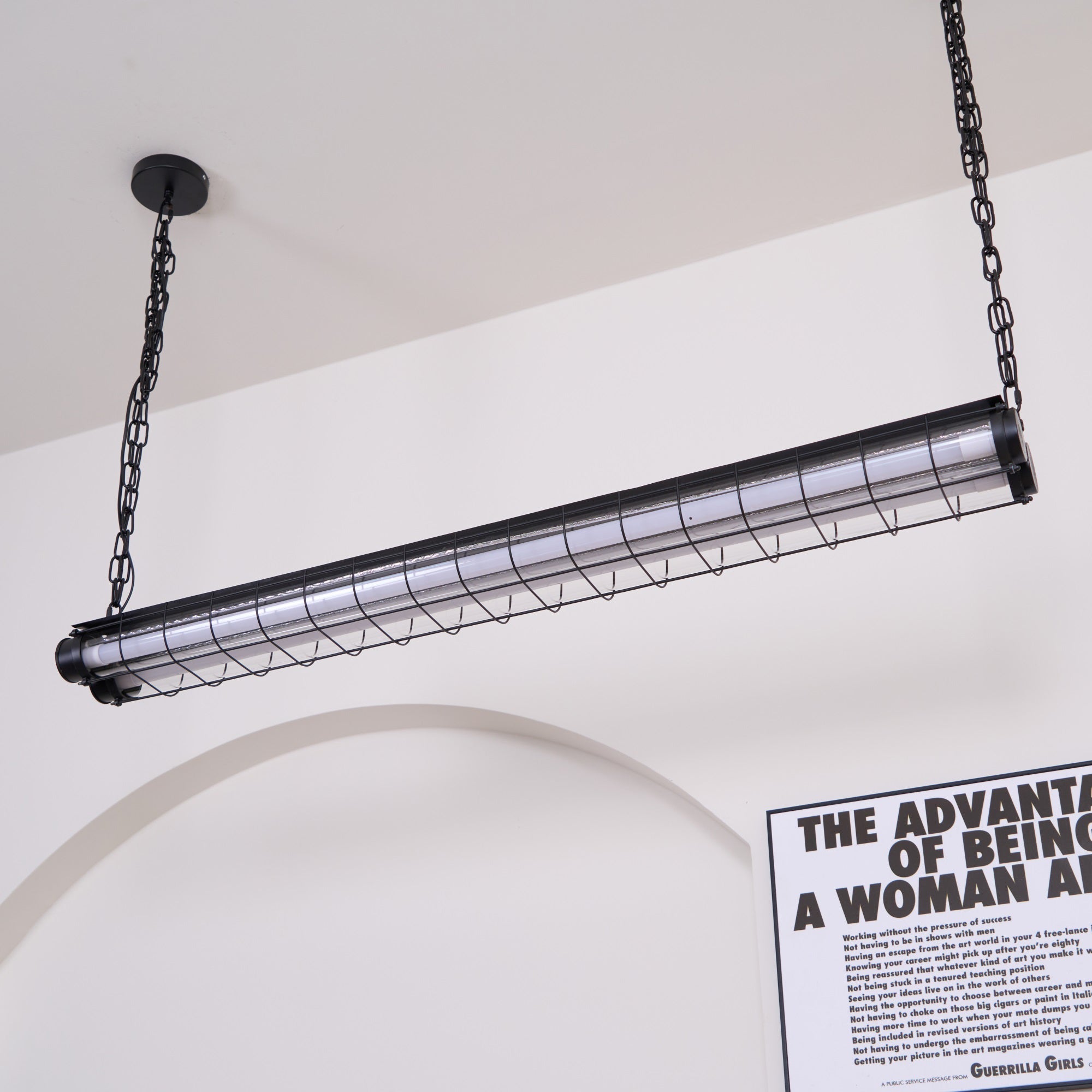 Modern Linear LED Ceiling Light – Polished Metal & Glass Finish
