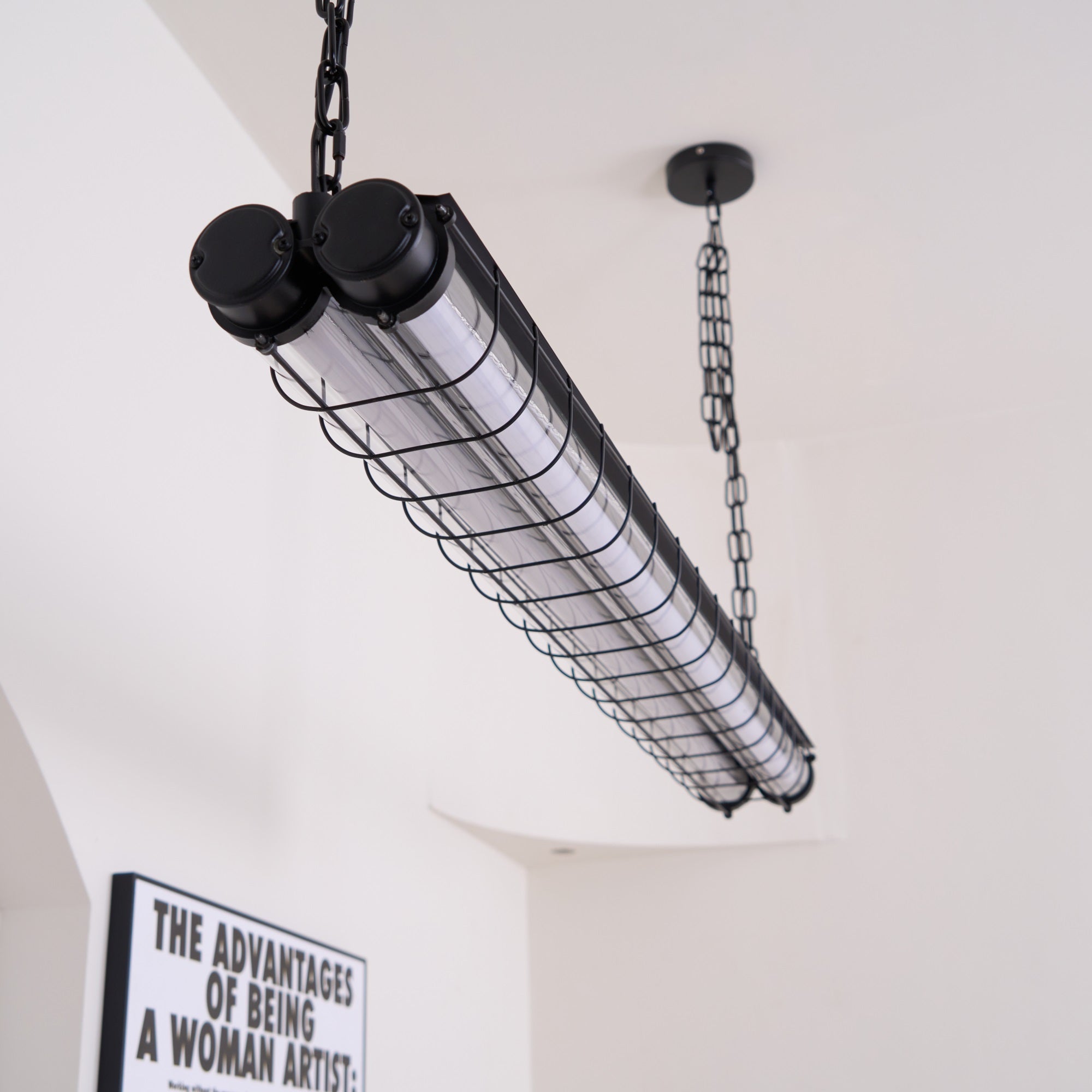 Modern Linear LED Ceiling Light – Polished Metal & Glass Finish