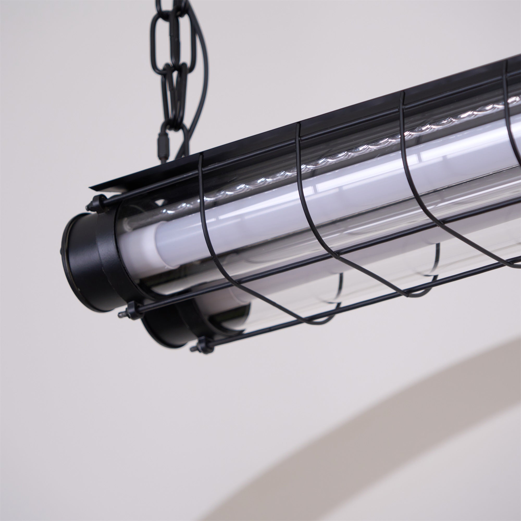 Modern Linear LED Ceiling Light – Polished Metal & Glass Finish