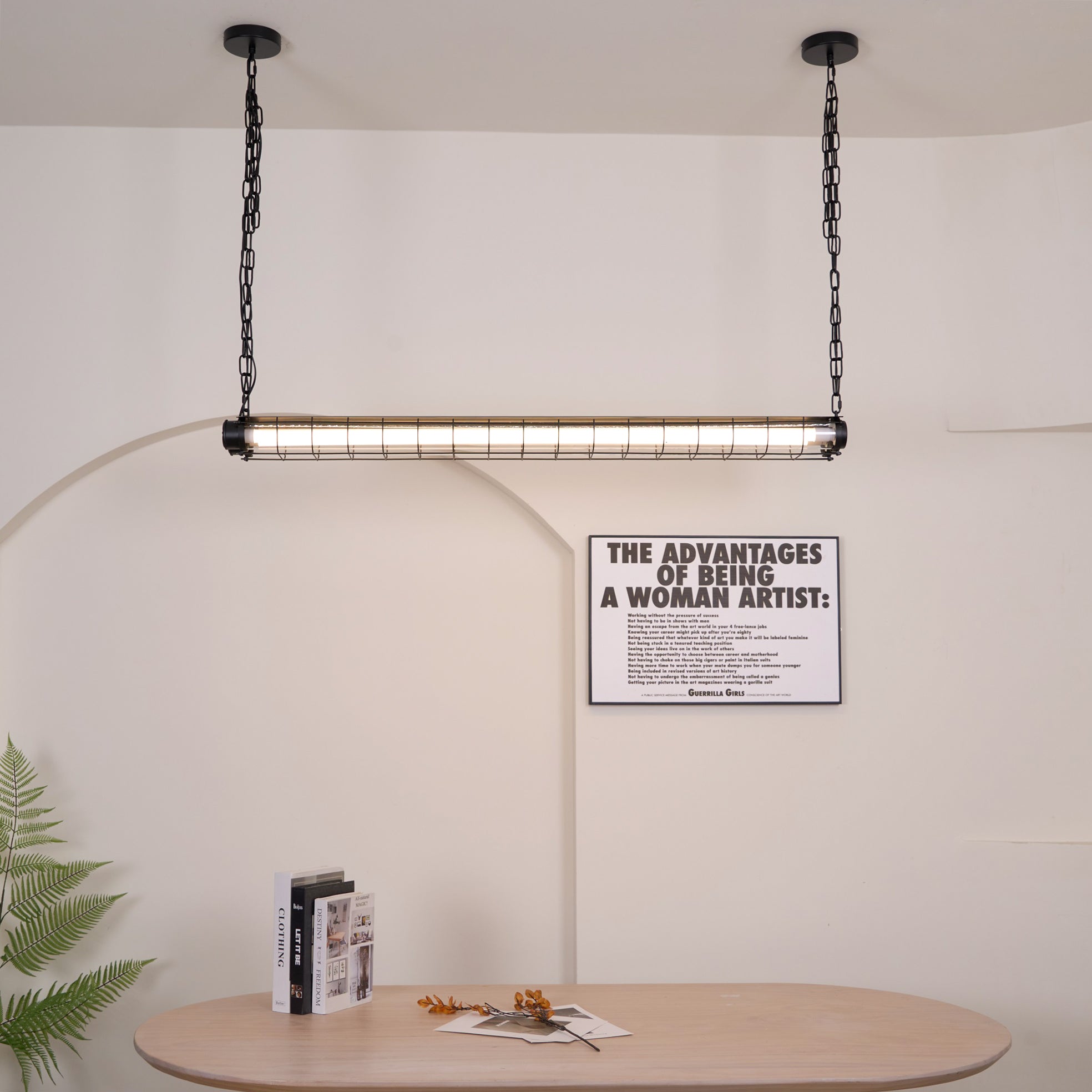 Modern Linear LED Ceiling Light – Polished Metal & Glass Finish