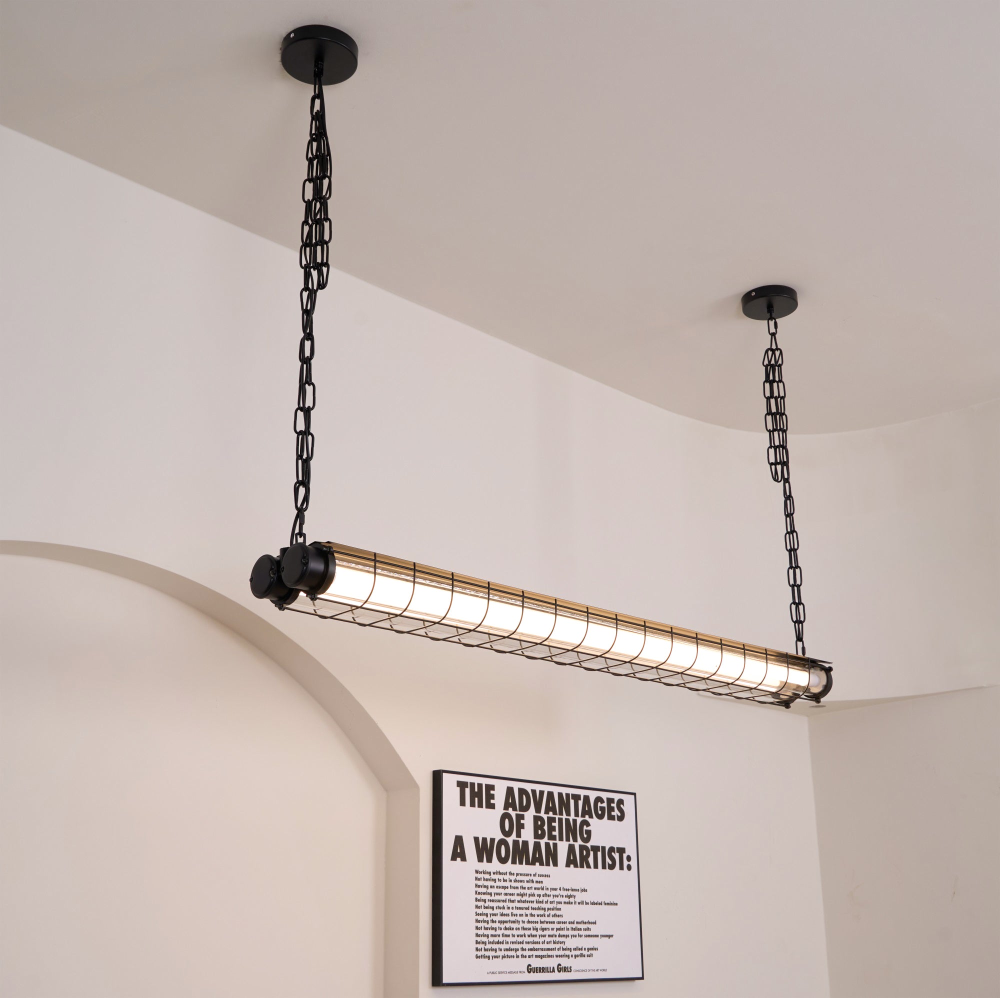 Modern Linear LED Ceiling Light – Polished Metal & Glass Finish