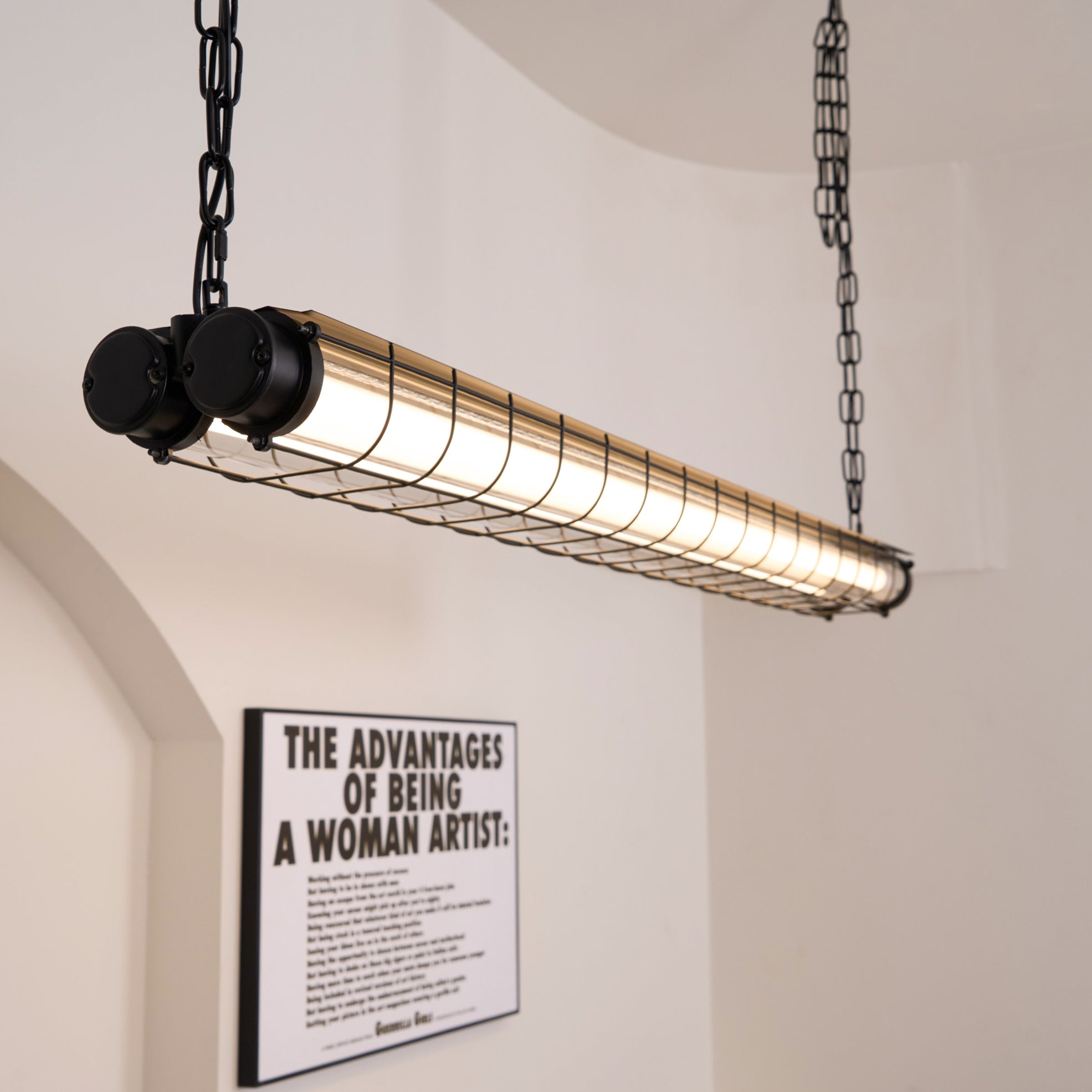 Modern Linear LED Ceiling Light – Polished Metal & Glass Finish