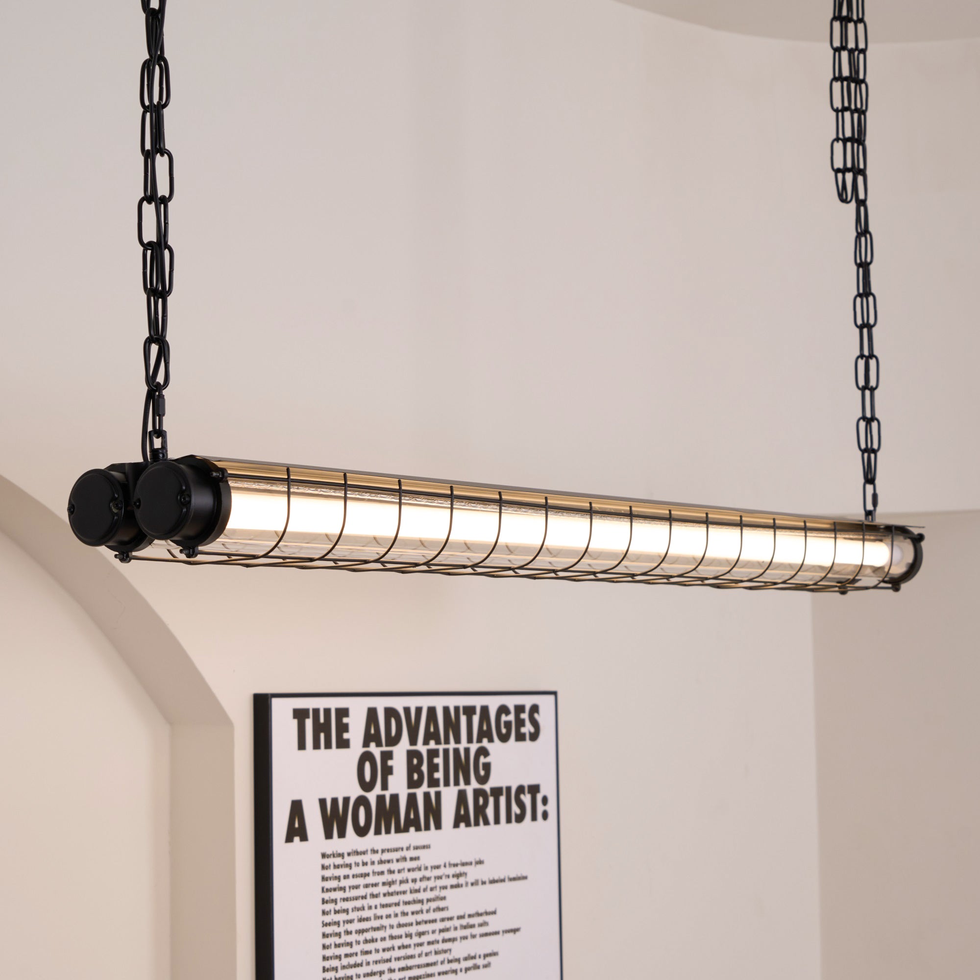 Modern Linear LED Ceiling Light – Polished Metal & Glass Finish