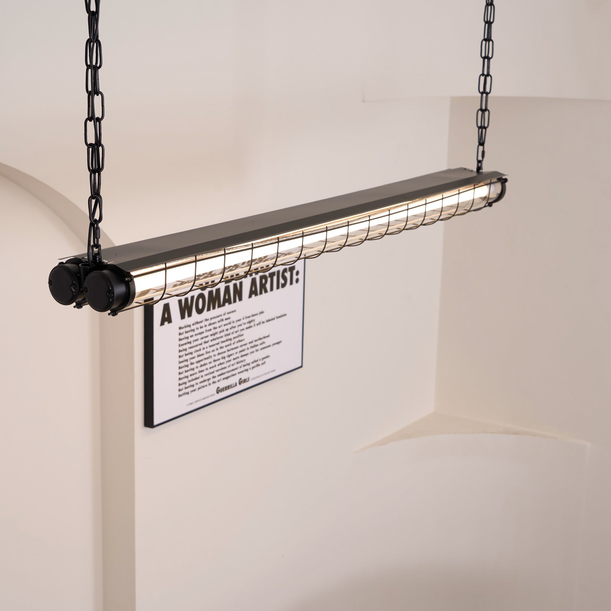 Modern Linear LED Ceiling Light – Polished Metal & Glass Finish