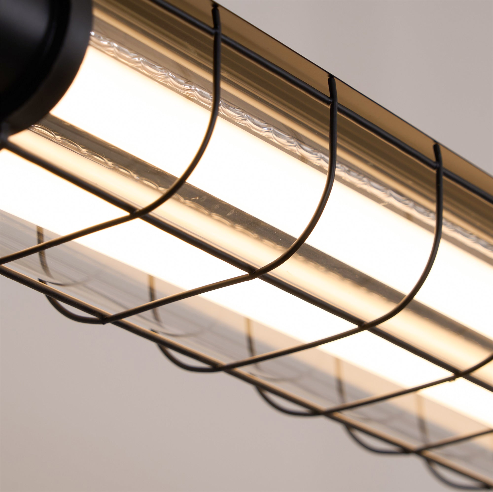 Modern Linear LED Ceiling Light – Polished Metal & Glass Finish