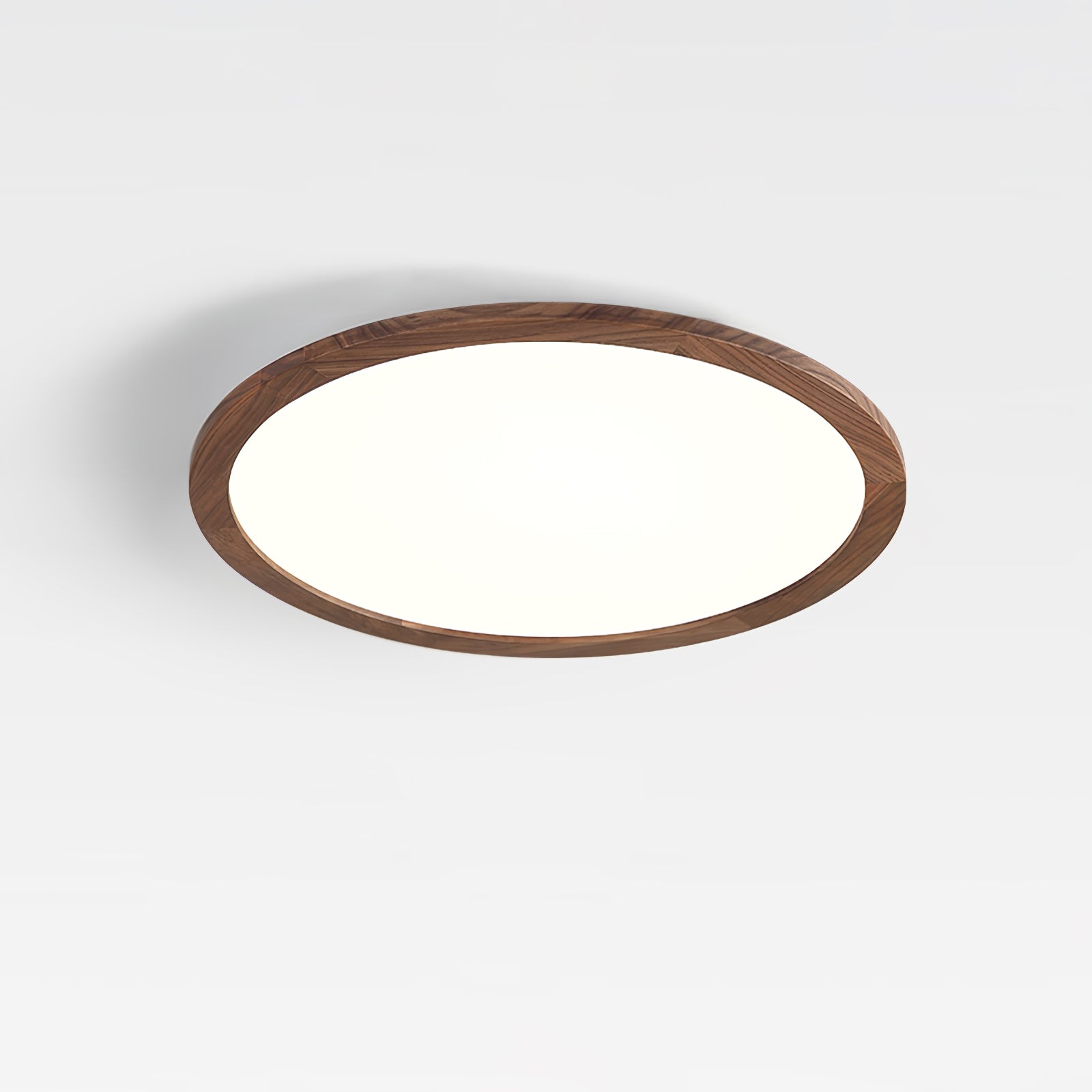 Contemporary Slim LED Ceiling Lamp – Metal & Acrylic Flush Mount in Walnut Finish