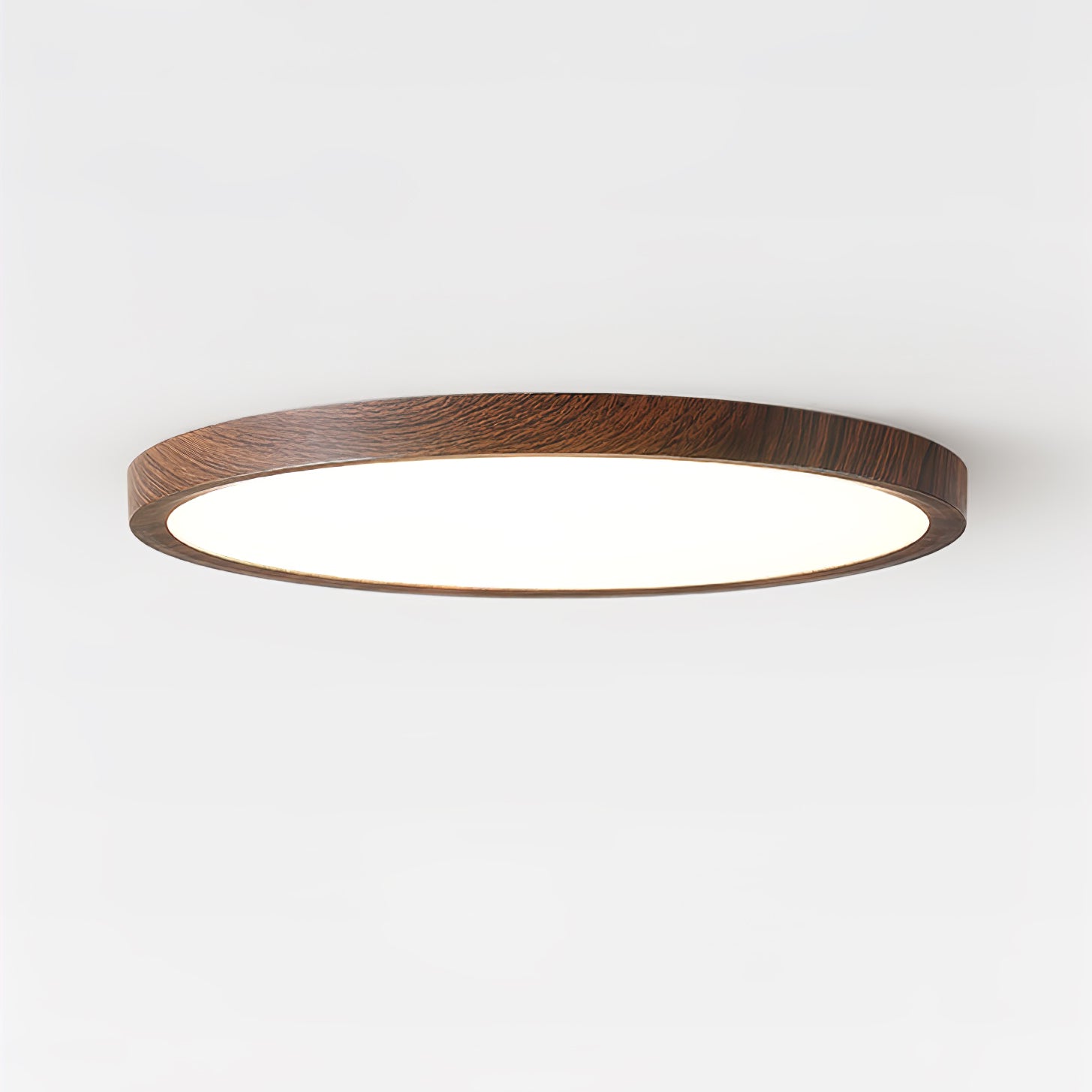 Contemporary Slim LED Ceiling Lamp – Metal & Acrylic Flush Mount in Walnut Finish