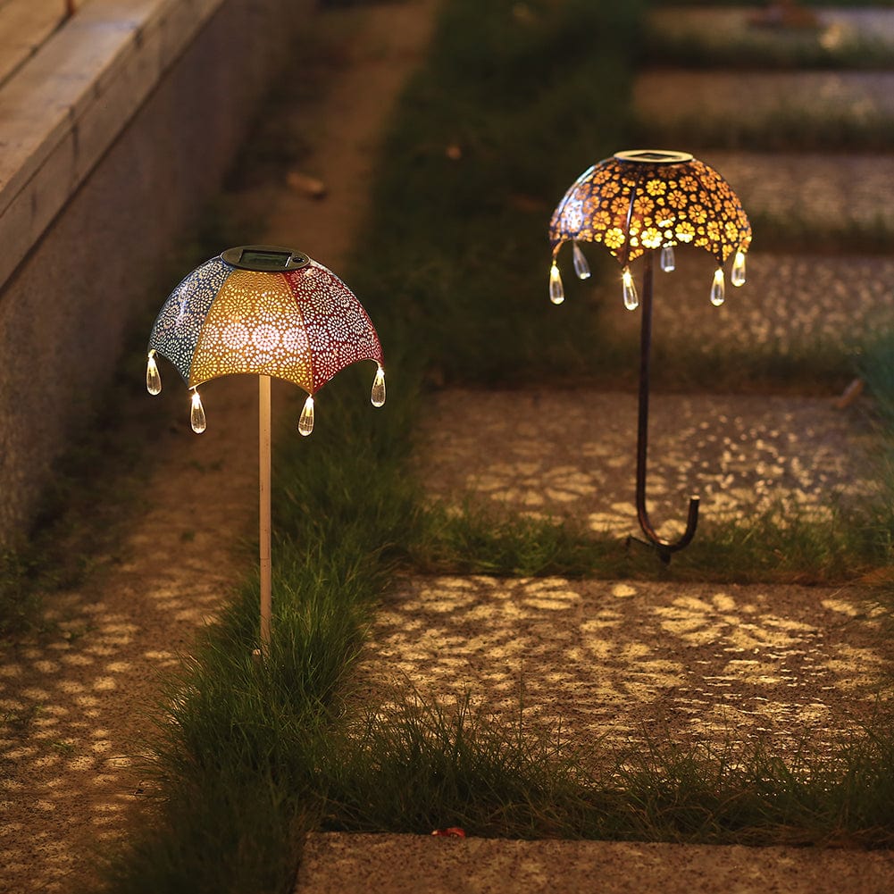 Decorative Solar Garden Lamps in Umbrella Style with Warm White Light (Set of 2)