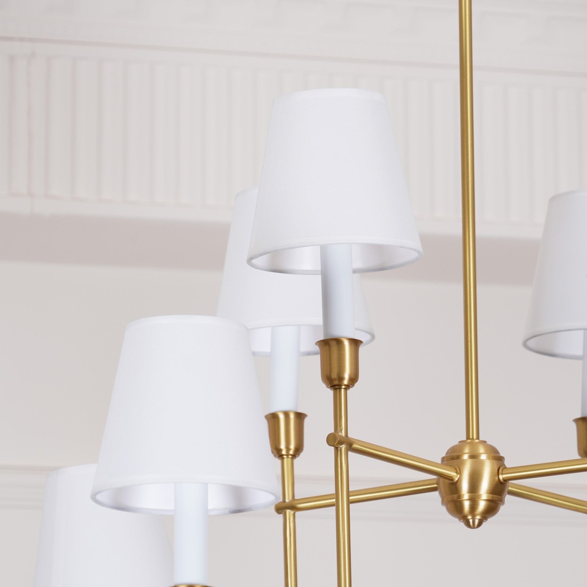 Rod Iron Chandelier with Fabric Shade – Traditional Pendant Lamp