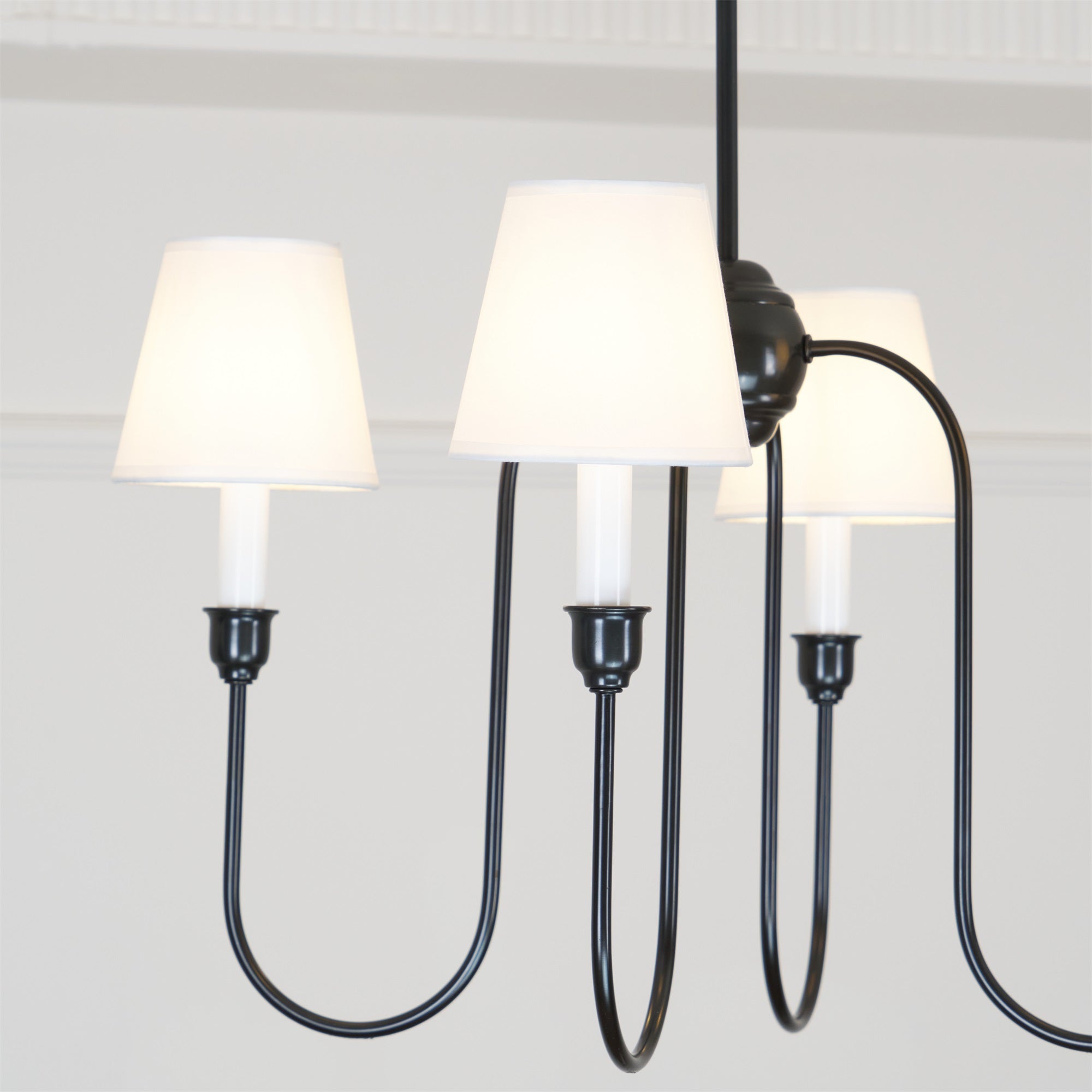 Rod Iron Chandelier with Fabric Shade – Traditional Pendant Lamp