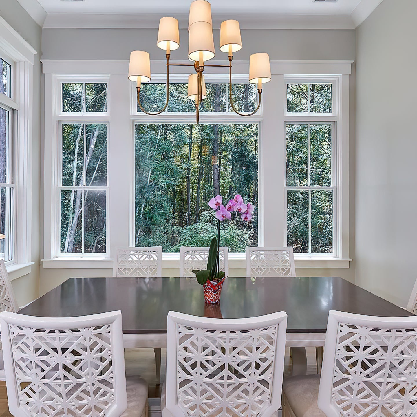 Rod Iron Chandelier with Fabric Shade – Traditional Pendant Lamp