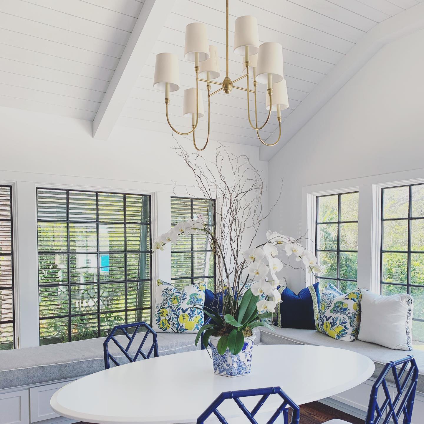 Rod Iron Chandelier with Fabric Shade – Traditional Pendant Lamp