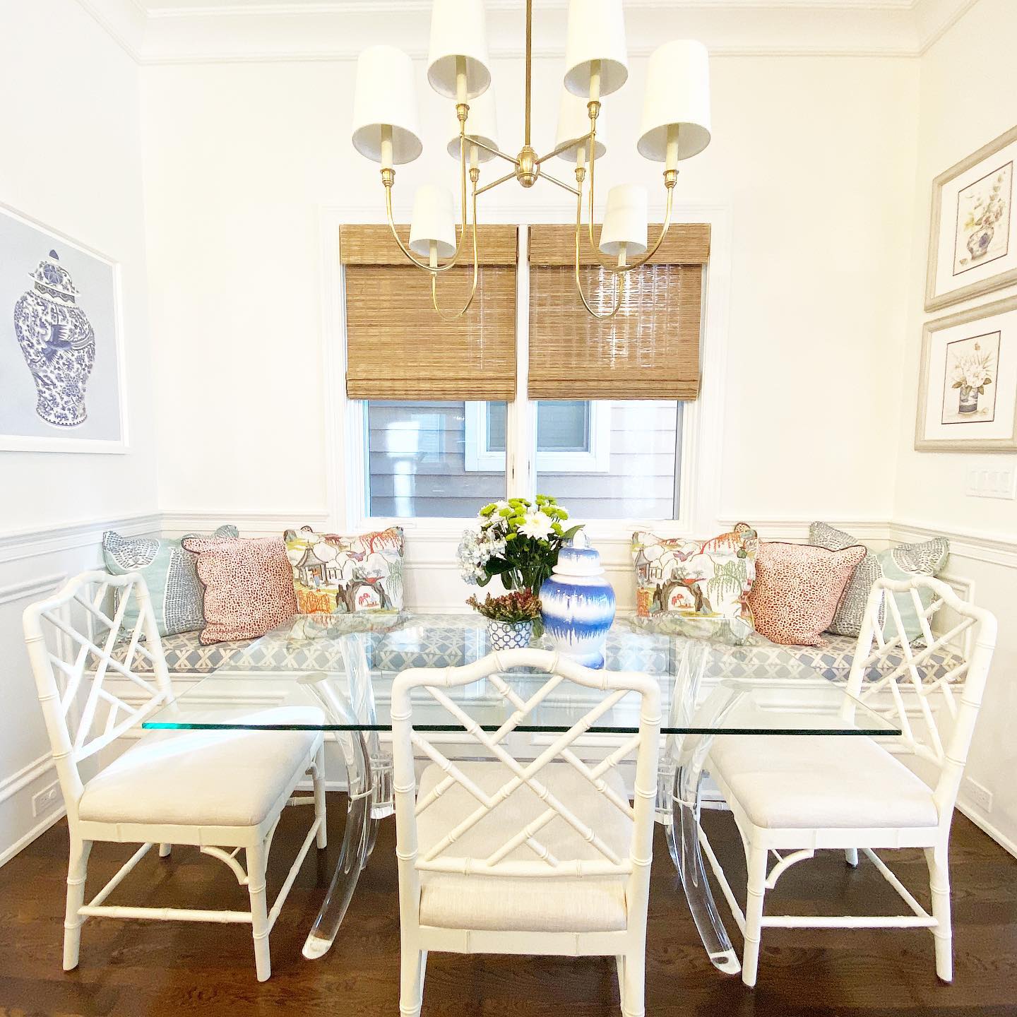 Rod Iron Chandelier with Fabric Shade – Traditional Pendant Lamp