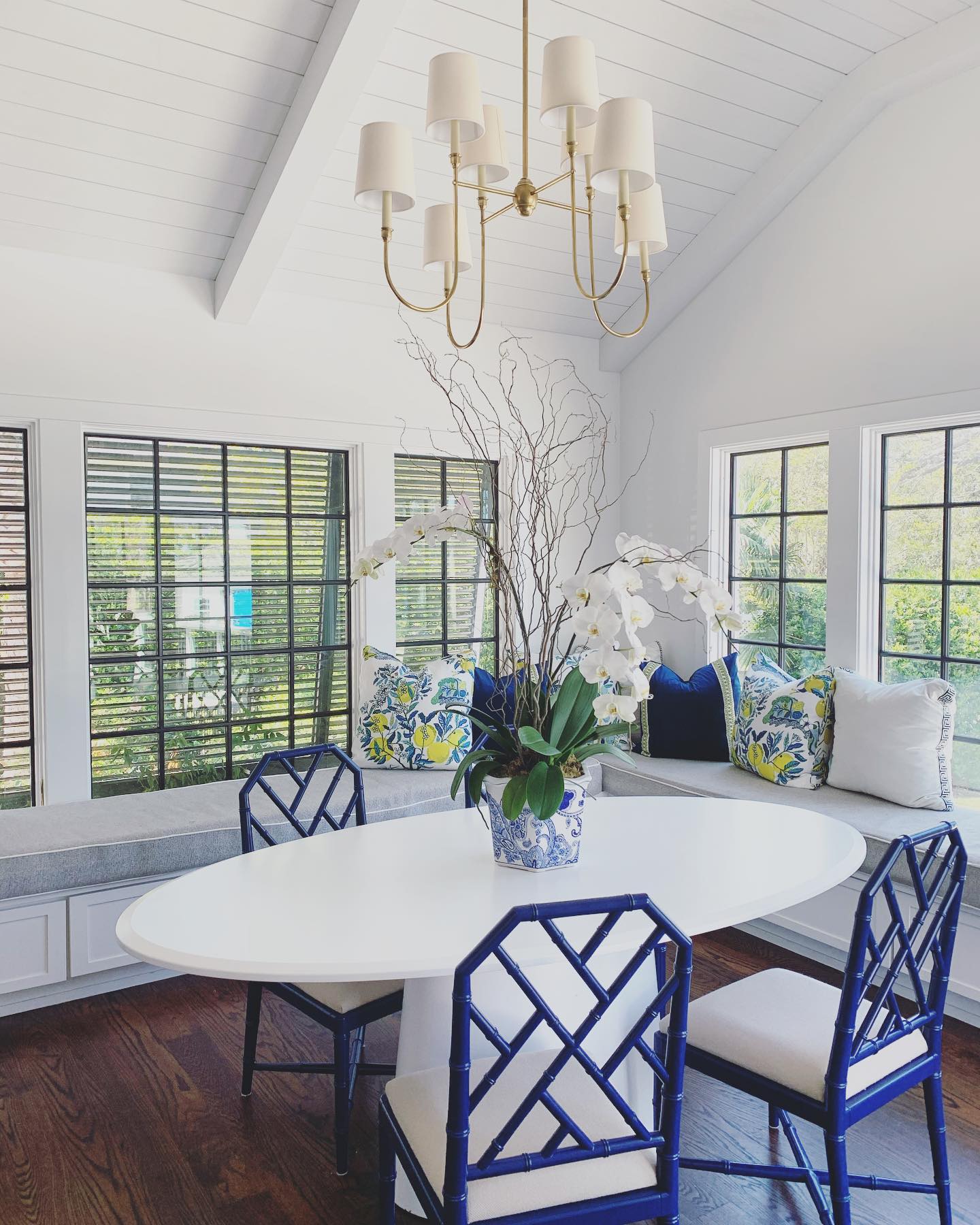Rod Iron Chandelier with Fabric Shade – Traditional Pendant Lamp