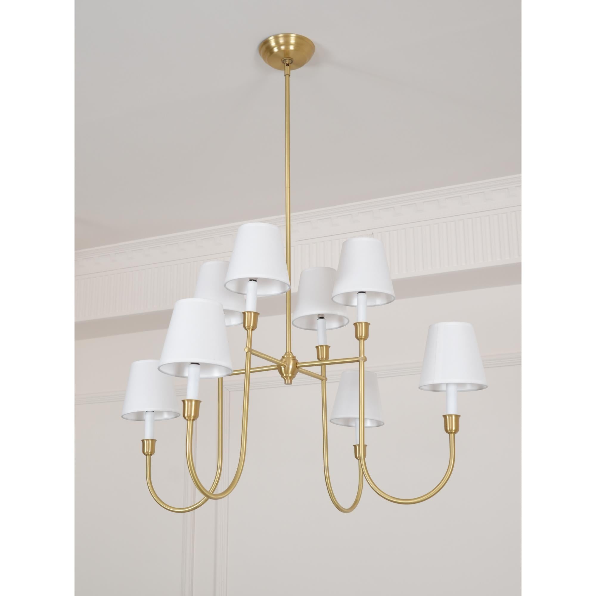 Rod Iron Chandelier with Fabric Shade – Traditional Pendant Lamp