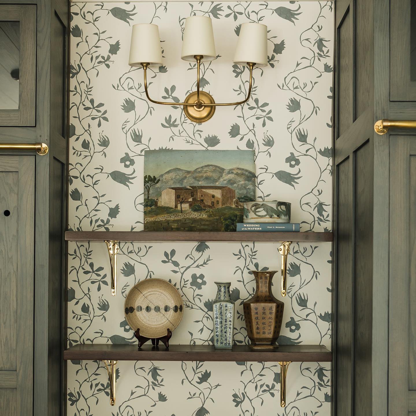 Brass Wall Sconce with Fabric Lampshade – Dual Head Lighting