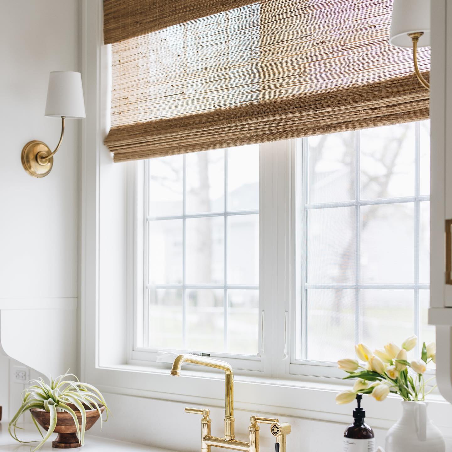 Brass Wall Sconce with Fabric Lampshade – Dual Head Lighting