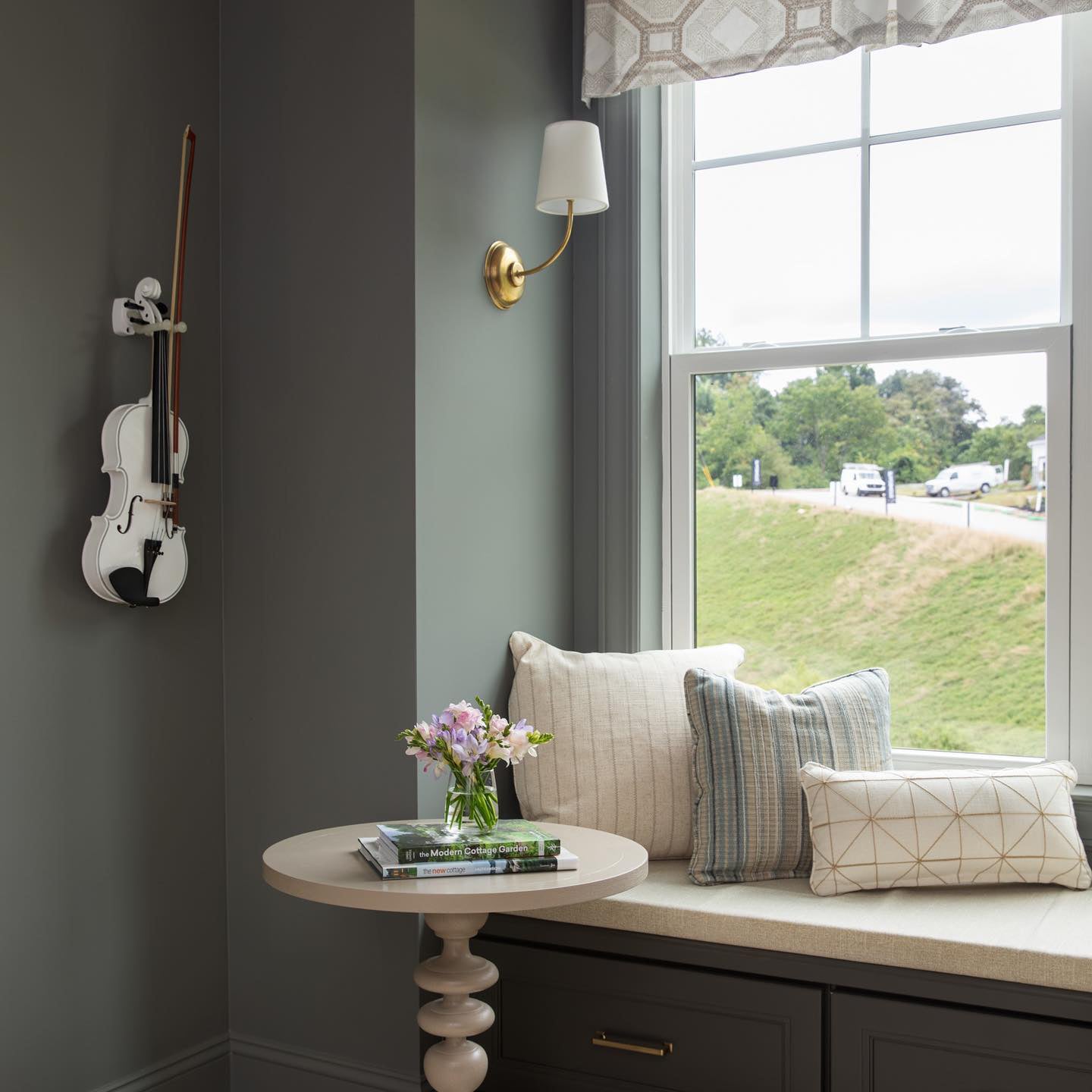 Brass Wall Sconce with Fabric Lampshade – Dual Head Lighting