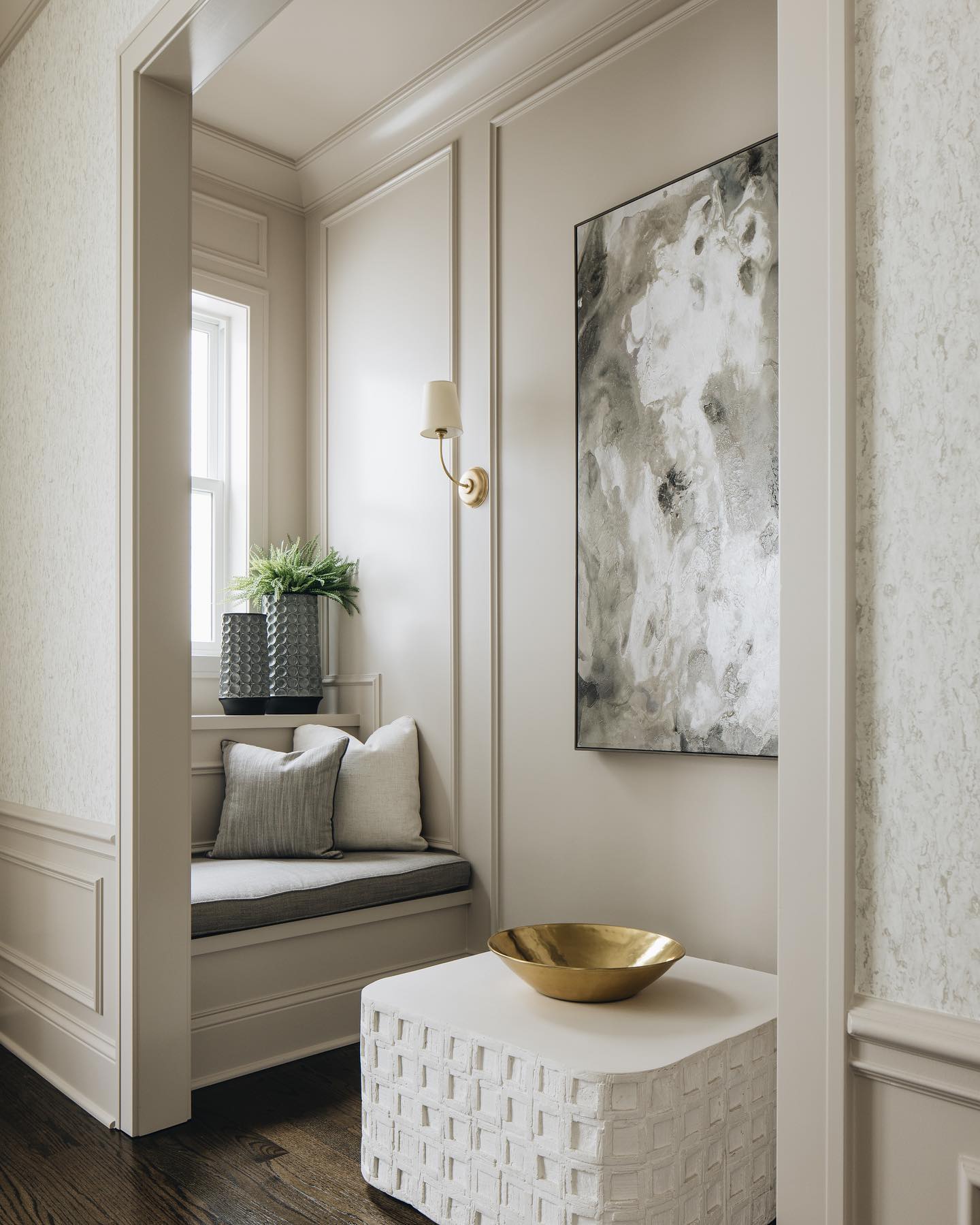 Brass Wall Sconce with Fabric Lampshade – Dual Head Lighting