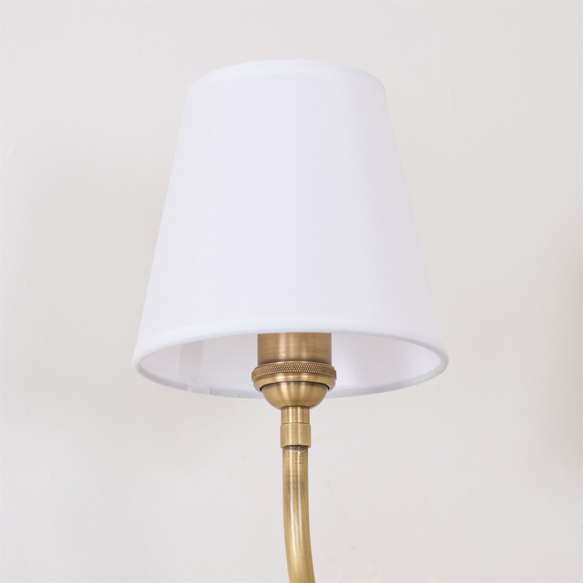 Brass Wall Sconce with Fabric Lampshade – Dual Head Lighting