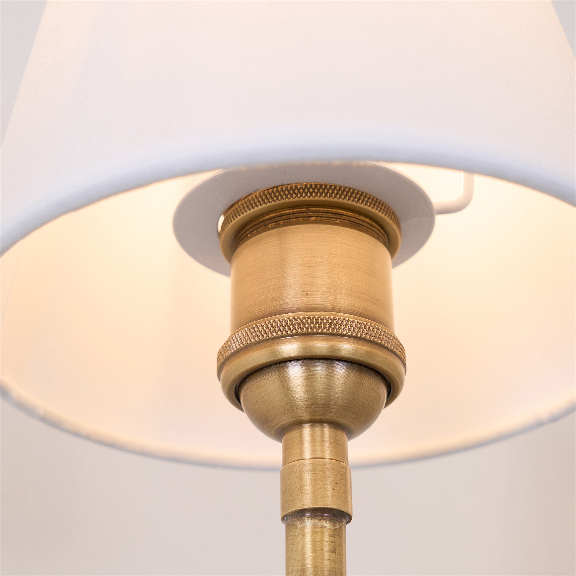 Brass Wall Sconce with Fabric Lampshade – Dual Head Lighting