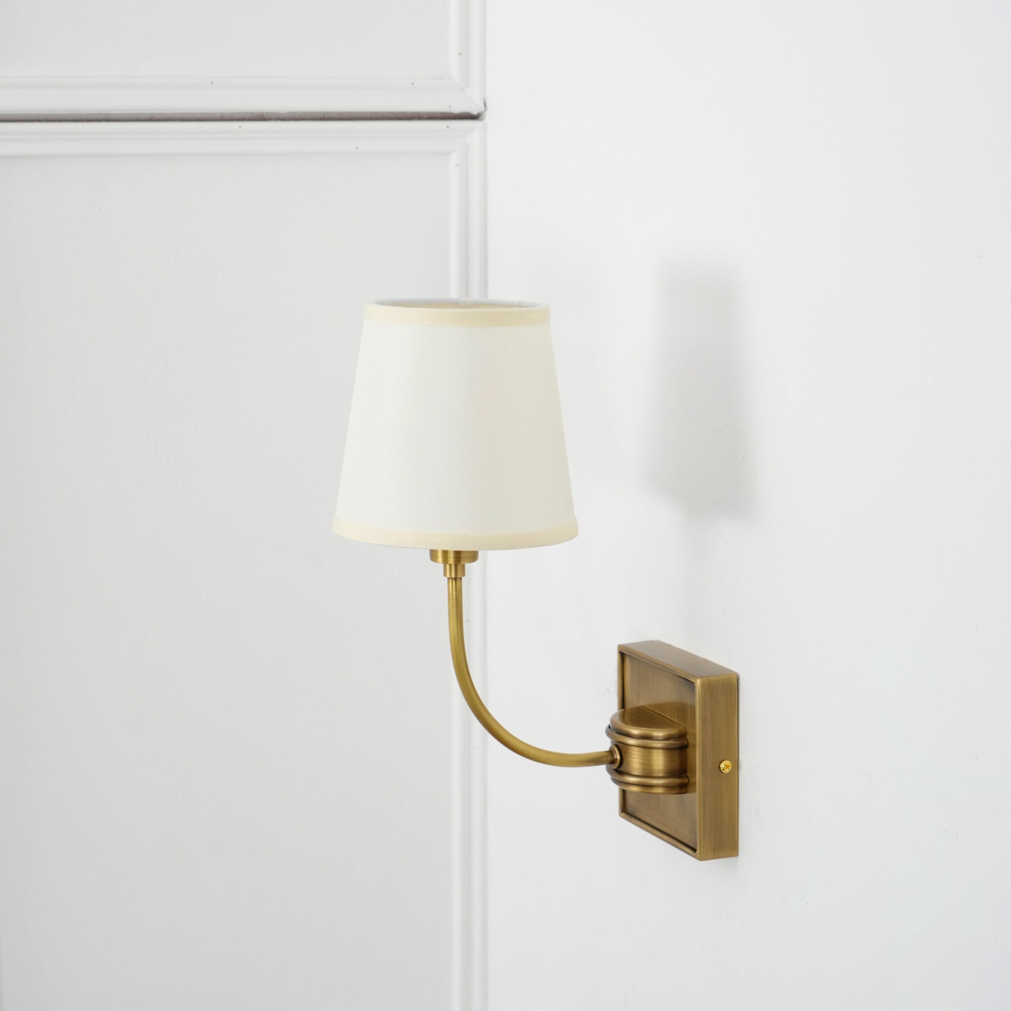 Brass Wall Sconce with Fabric Lampshade – Dual Head Lighting