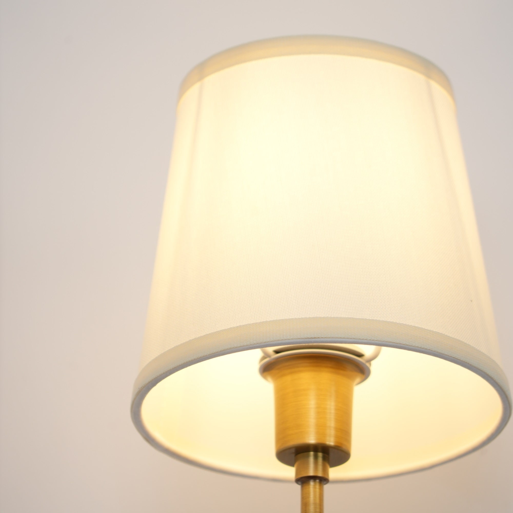 Brass Wall Sconce with Fabric Lampshade – Dual Head Lighting