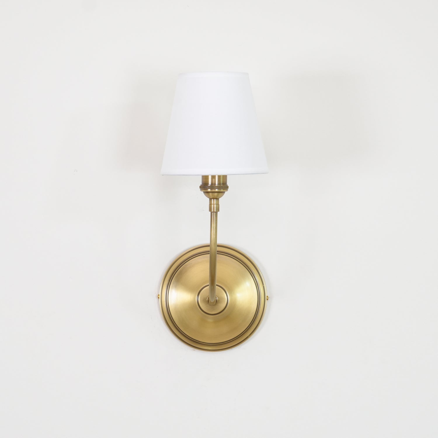 Brass Wall Sconce with Fabric Lampshade – Dual Head Lighting