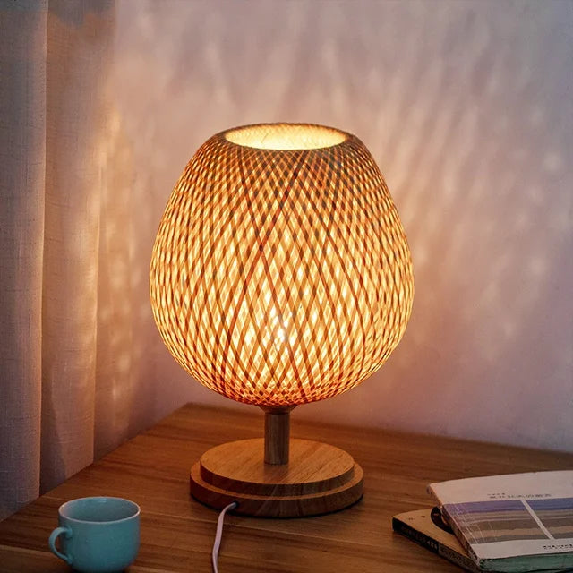 Retro Bamboo Table Lamp – Warm Ambient Lighting