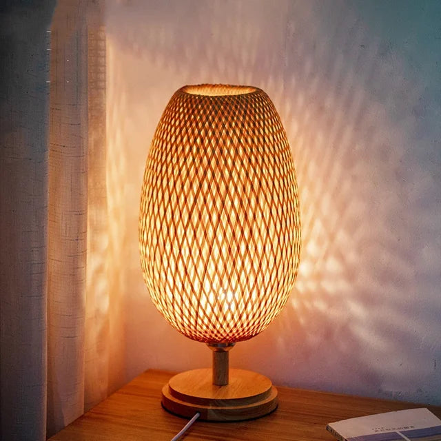 Retro Bamboo Table Lamp – Warm Ambient Lighting