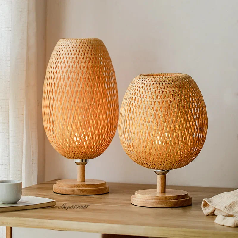 Retro Bamboo Table Lamp – Warm Ambient Lighting