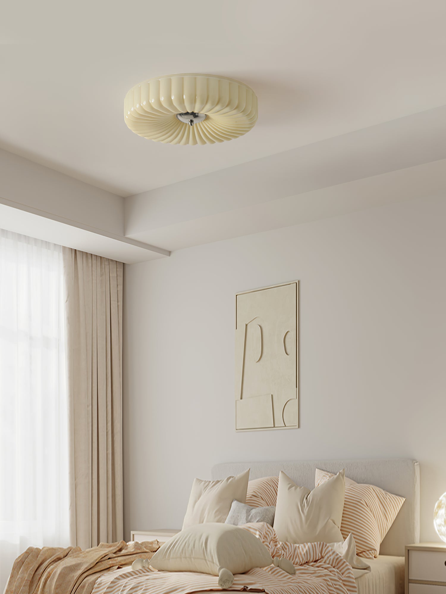 Wave-Shaped Glass Shade Ceiling Light - Chrome Accents Fixture