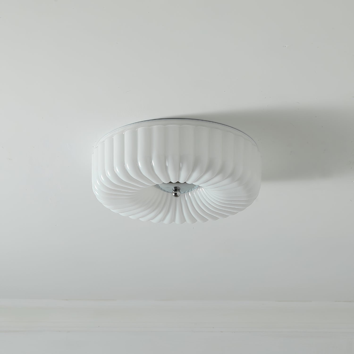 Wave-Shaped Glass Shade Ceiling Light - Chrome Accents Fixture