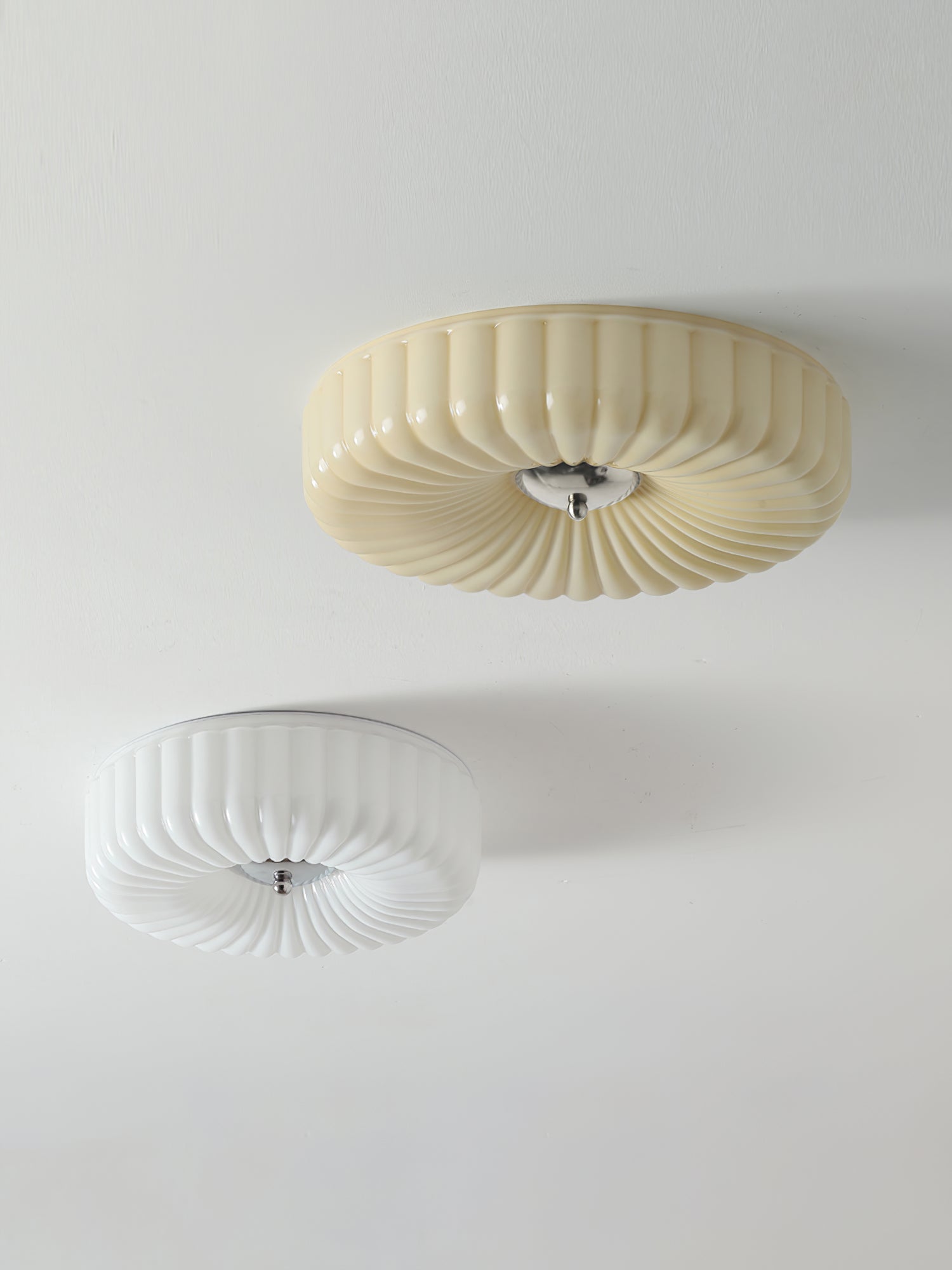 Wave-Shaped Glass Shade Ceiling Light - Chrome Accents Fixture