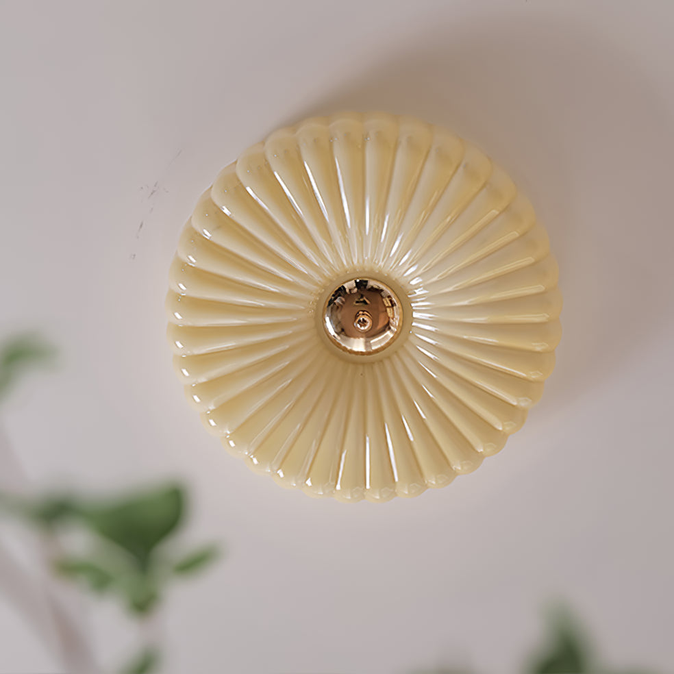 Wave-Shaped Glass Shade Ceiling Light - Chrome Accents Fixture