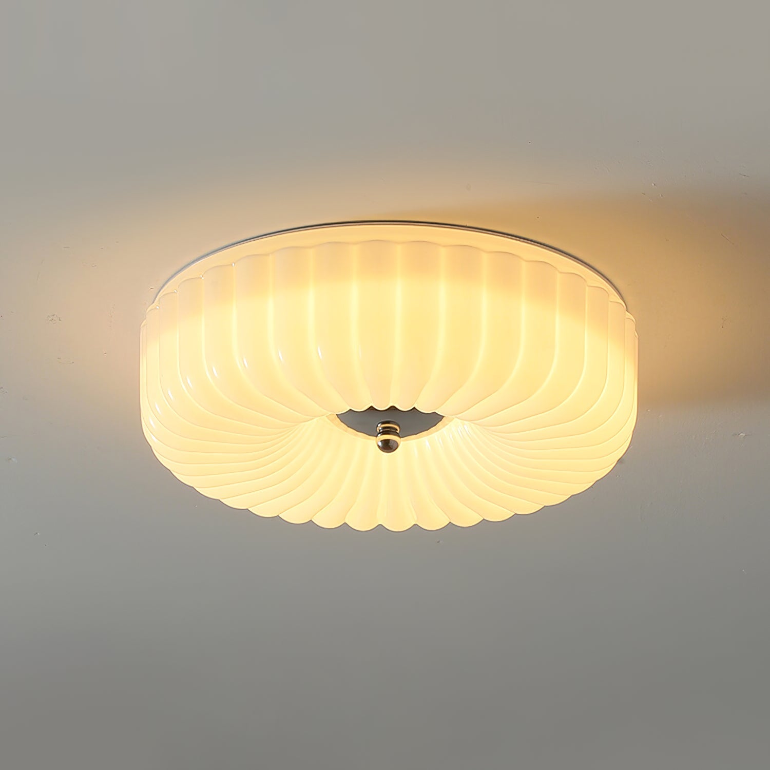 Wave-Shaped Glass Shade Ceiling Light - Chrome Accents Fixture