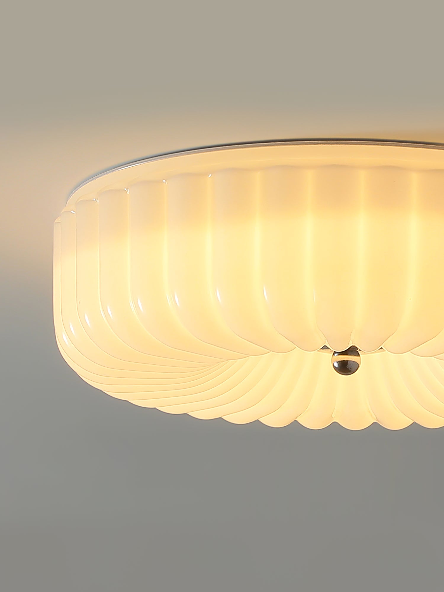 Wave-Shaped Glass Shade Ceiling Light - Chrome Accents Fixture