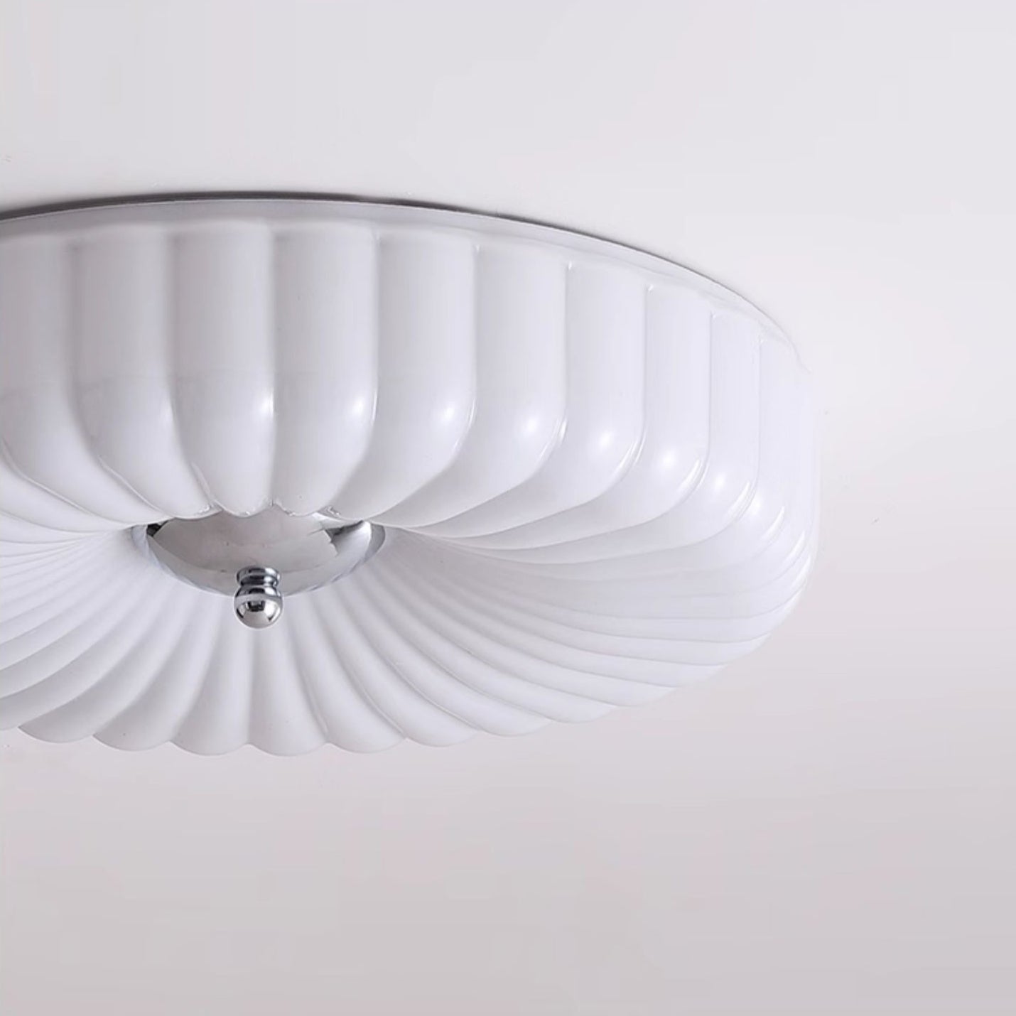 Wave-Shaped Glass Shade Ceiling Light - Chrome Accents Fixture
