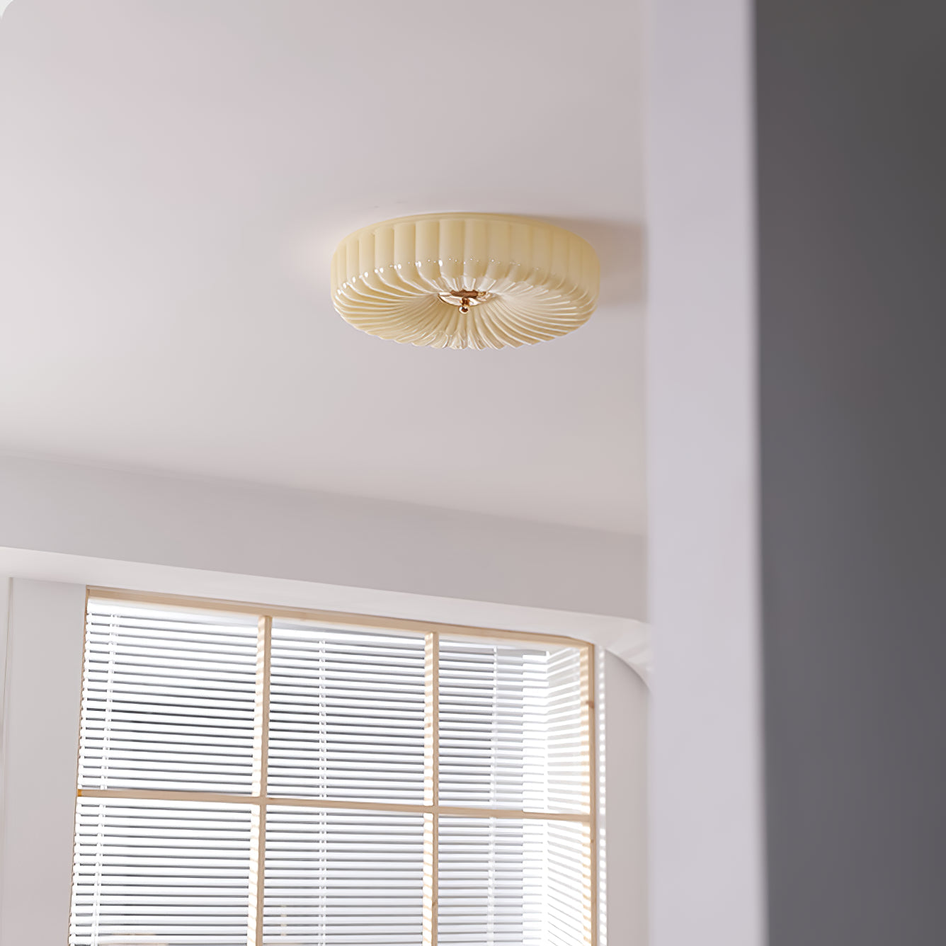 Wave-Shaped Glass Shade Ceiling Light - Chrome Accents Fixture
